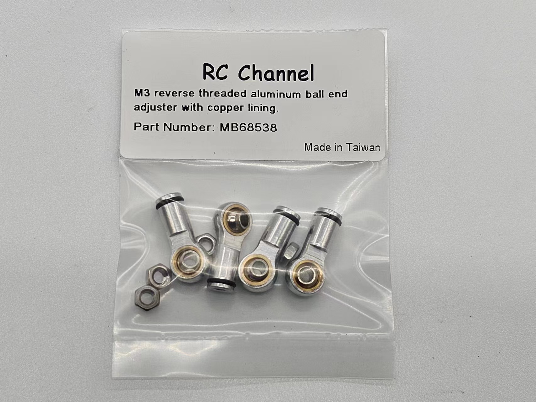 M3 reverse threaded aluminum ball end adjuster with copper lining